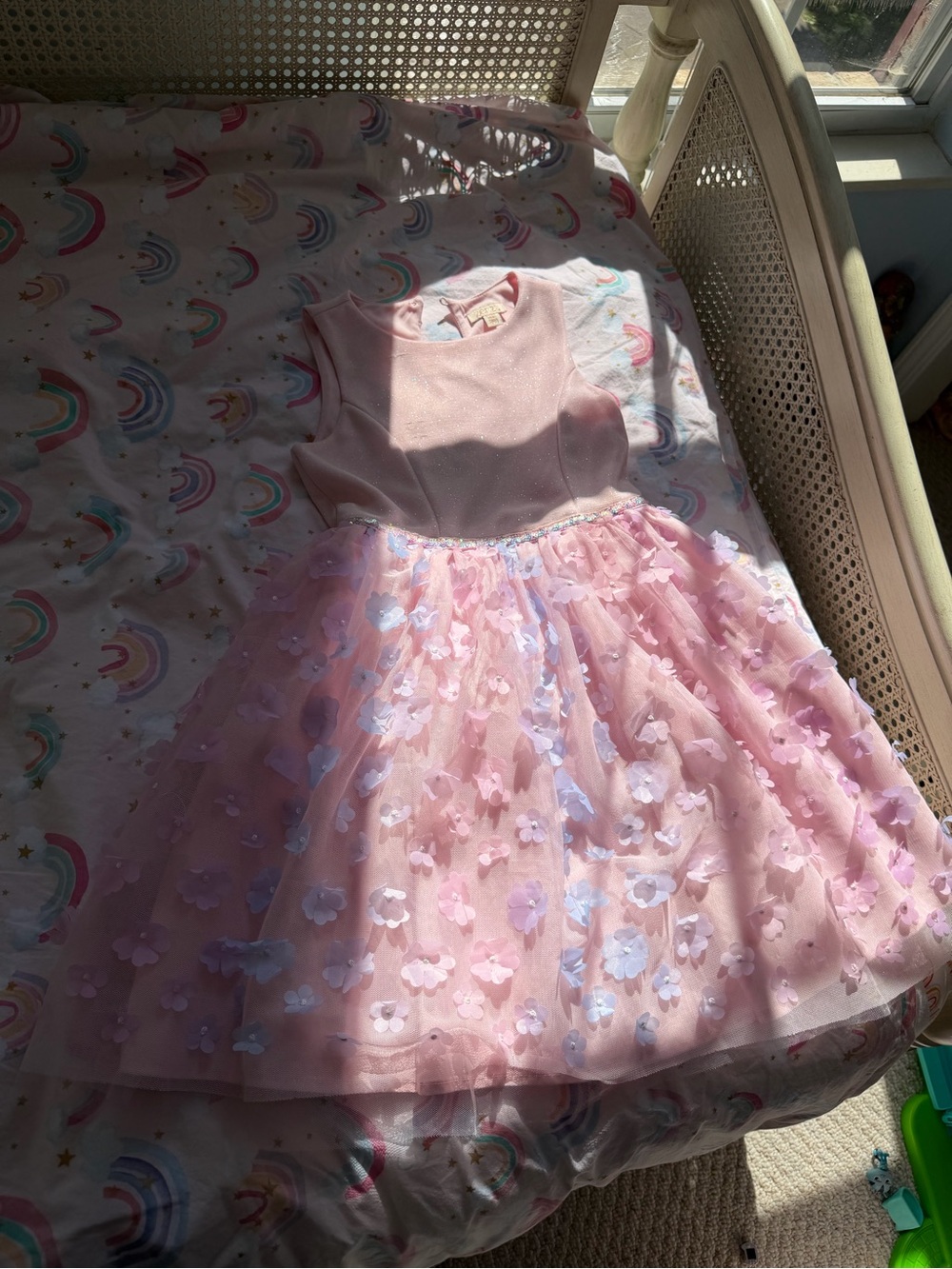 Zhenzi Pink Floral Appliqué Tulle Party Dress